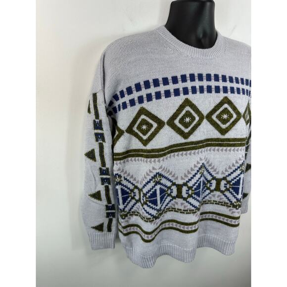 J Crew Abstract Fair Isle Knit Sweater Wool Mohair Blend Crewneck Size Large - Picture 9 of 11